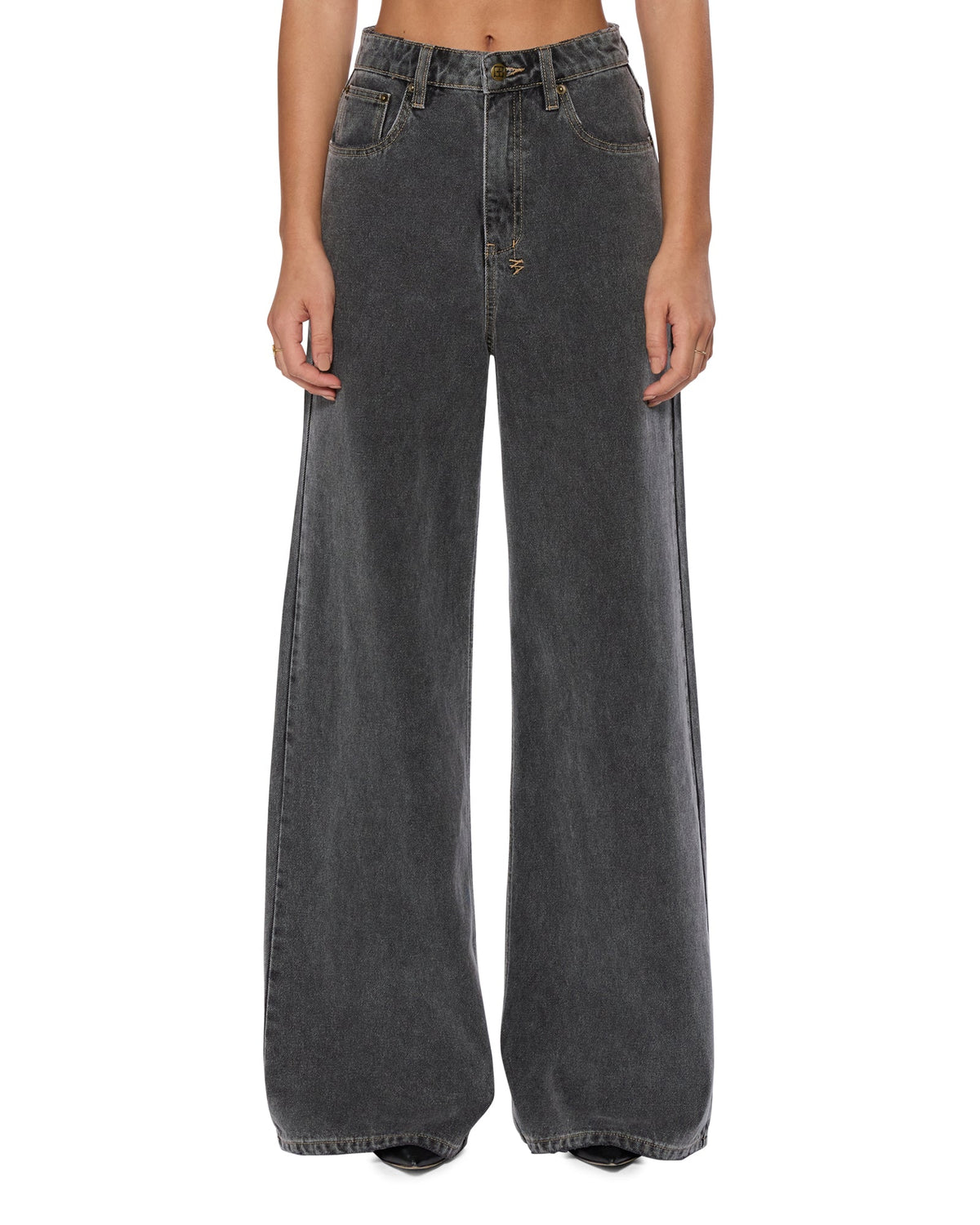 Womens Strider Cinder Wide Denim Jeans - Black
