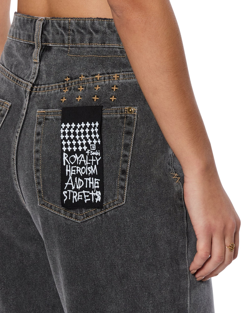 Womens Strider Cinder Wide Denim Jeans - Black