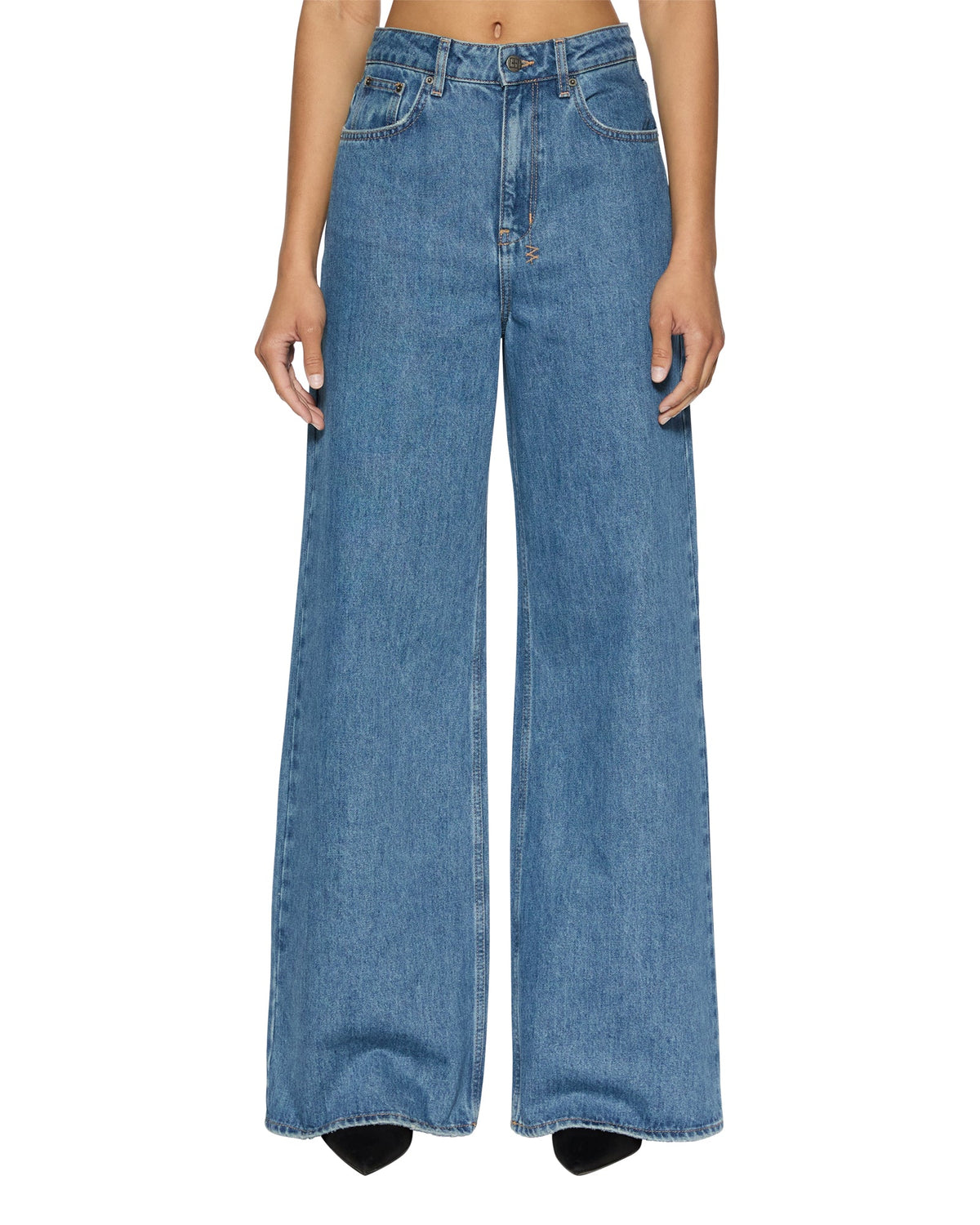 Womens Strider Heritage Wide Denim Jeans - Denim