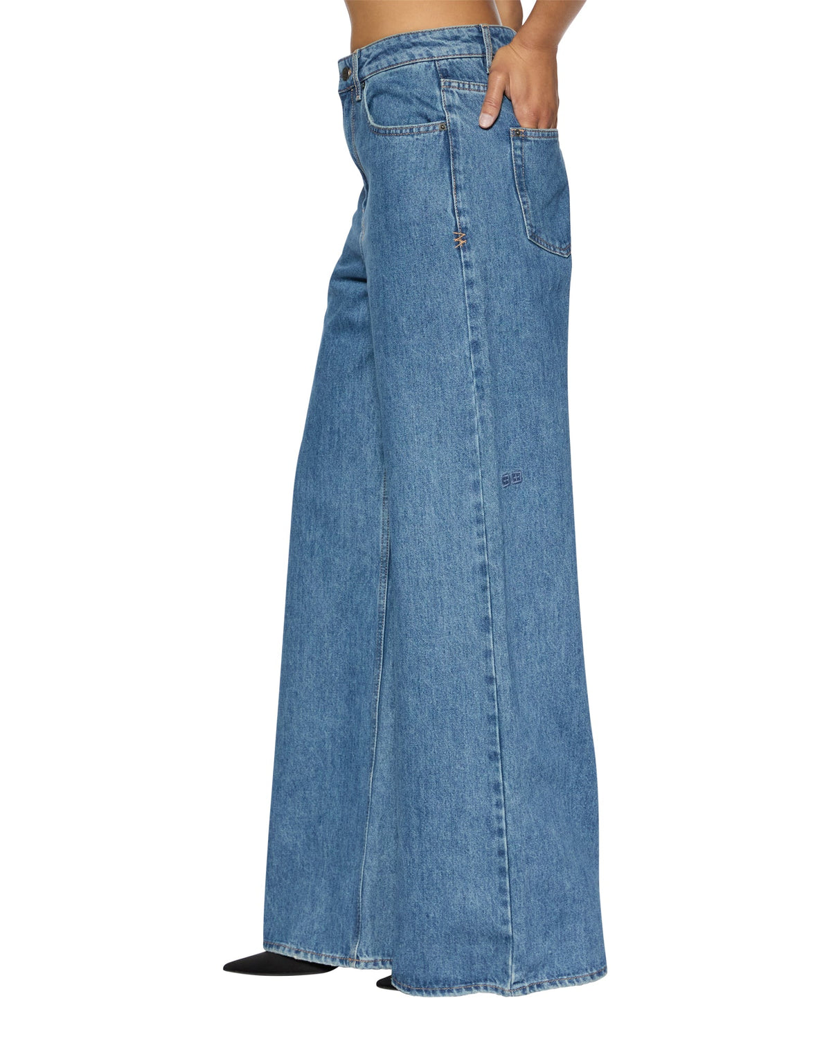 Womens Strider Heritage Wide Denim Jeans - Denim