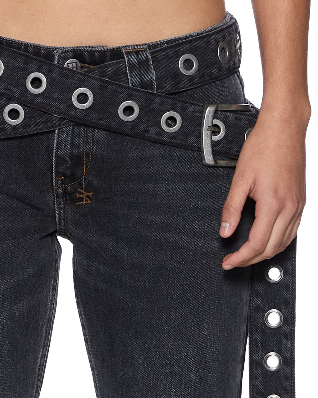 Womens Soho Lo Jean Opium Belted Slim Denim Jeans - Black