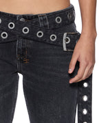 Womens Soho Lo Jean Opium Belted Slim Denim Jeans - Black