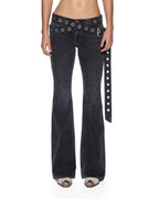 Womens Soho Lo Jean Opium Belted Slim Denim Jeans - Black