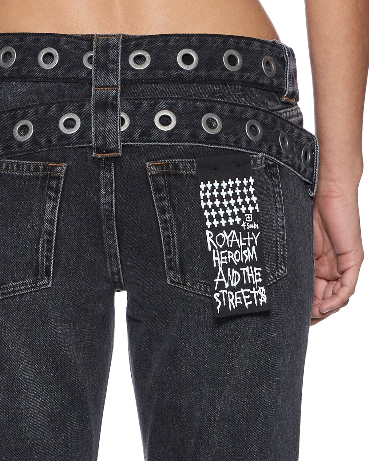 Womens Soho Lo Jean Opium Belted Slim Denim Jeans - Black