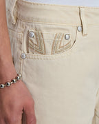 Mens Ksubi X Alice Hollywood Toro Ivory Bootcut Denim Jeans - Beige