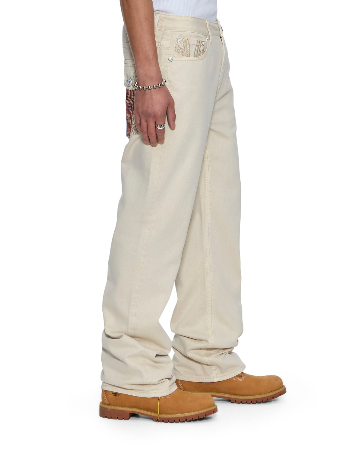 Mens Ksubi X Alice Hollywood Toro Ivory Bootcut Denim Jeans - Beige
