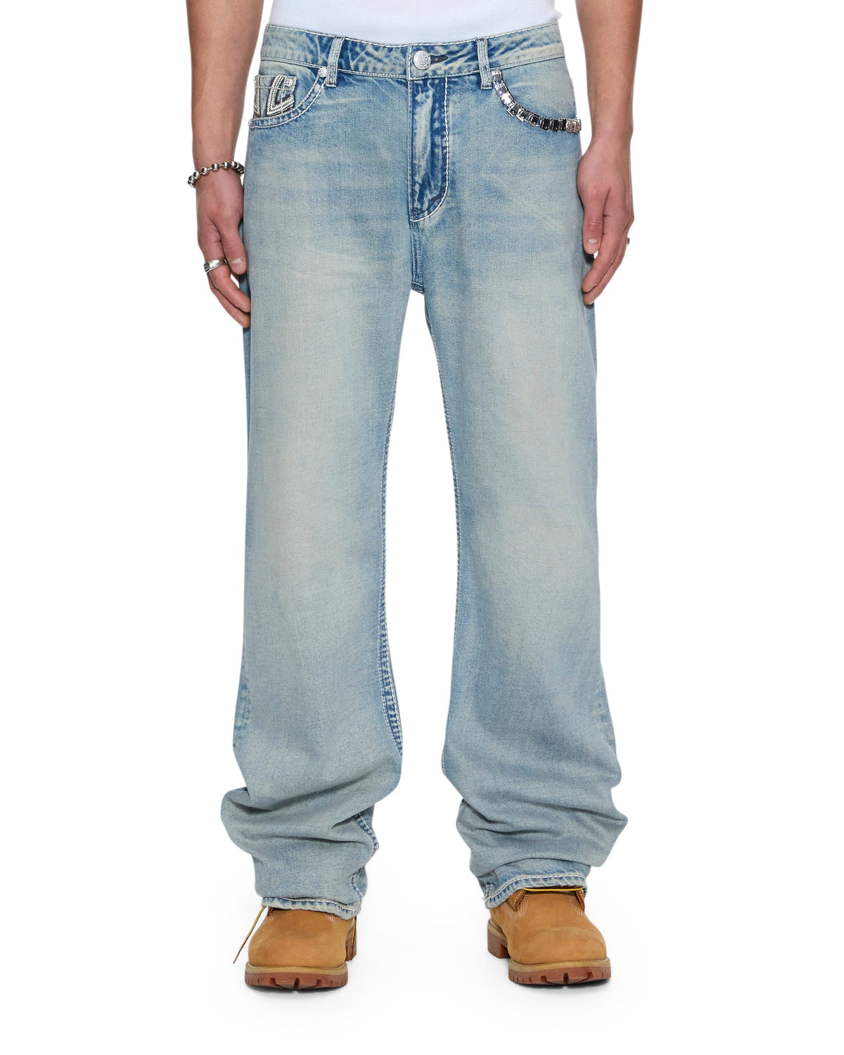 Mens Ksubi X Alice Hollywood Toro Punk Bootcut Denim Jeans - Denim