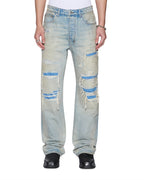 Mens Toro Seattle Blue Repair Bootcut Denim Jeans - Denim