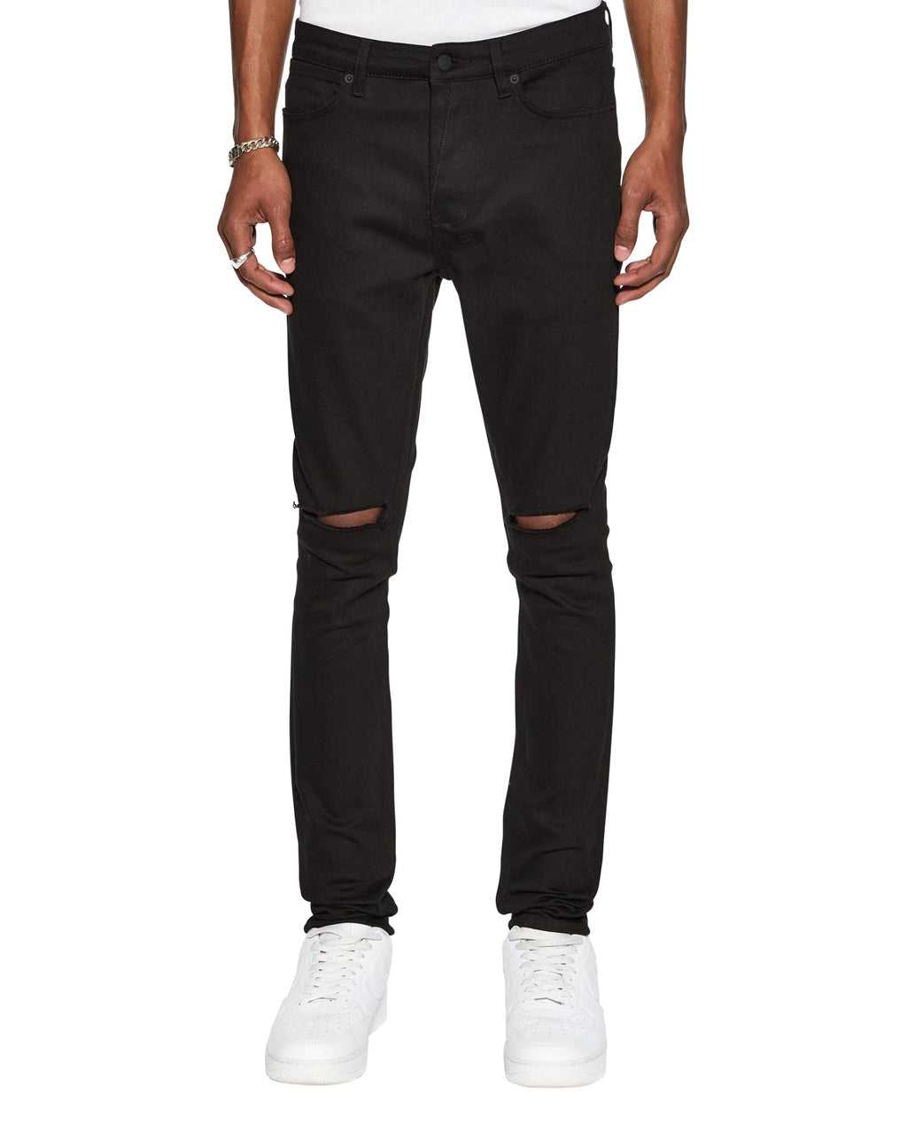 Mens Van Winkle Ace Black Slice Skinny Denim Jeans - Black