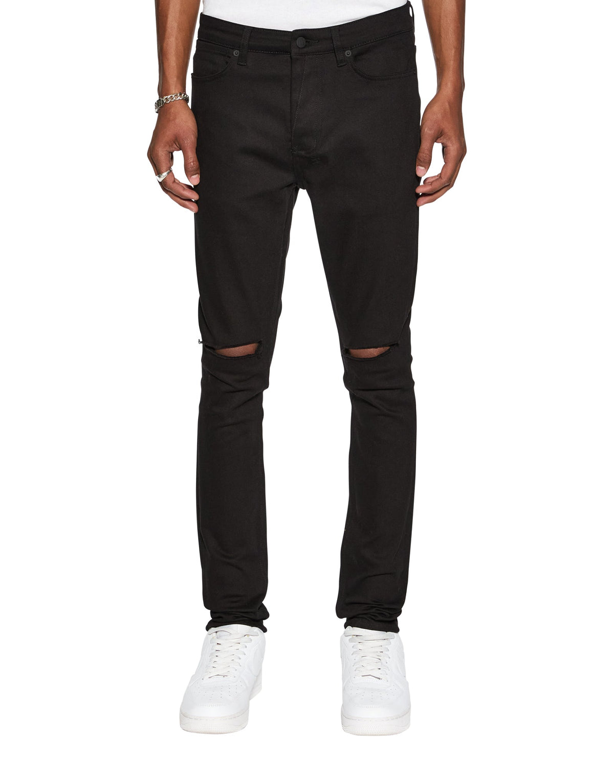 Mens Van Winkle Ace Black Slice Skinny Denim Jeans - Black