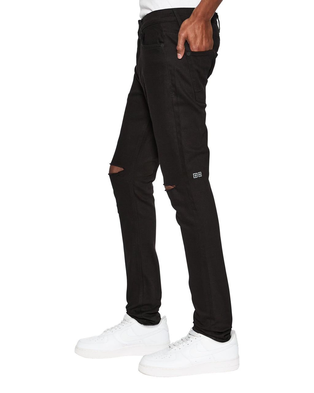 Mens Van Winkle Ace Black Slice Skinny Denim Jeans - Black