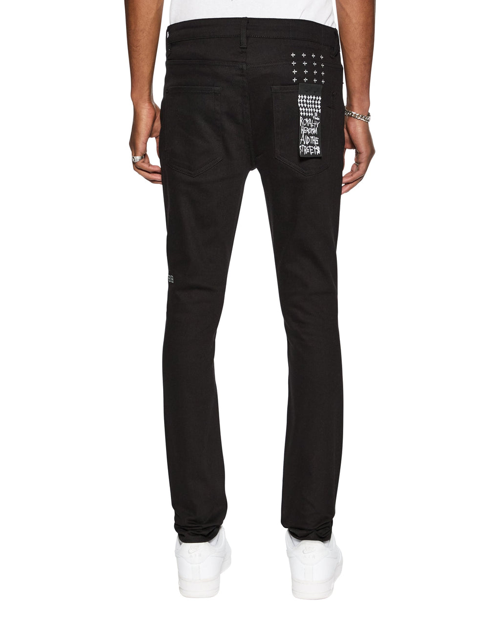 Mens Van Winkle Ace Black Slice Skinny Denim Jeans - Black