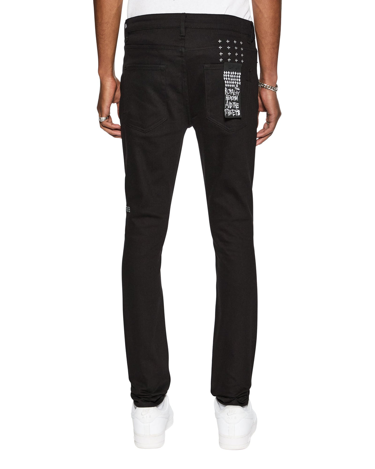 Mens Van Winkle Ace Black Slice Skinny Denim Jeans - Black