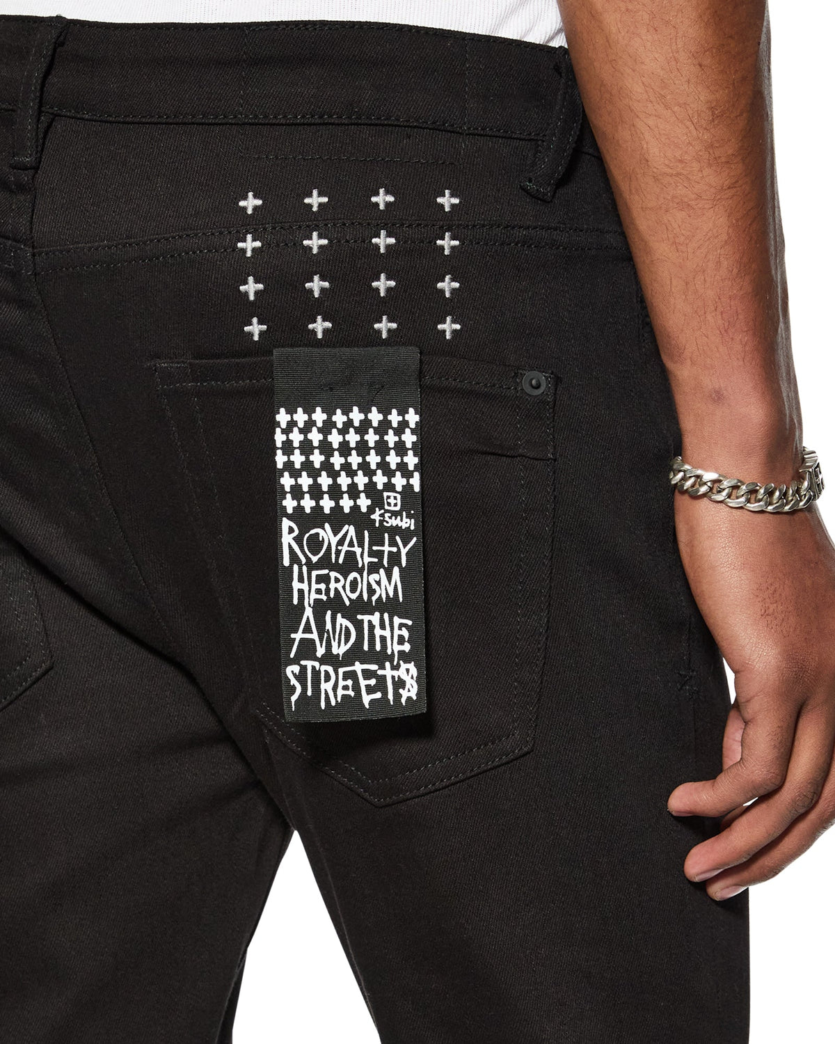 Mens Van Winkle Ace Black Slice Skinny Denim Jeans - Black