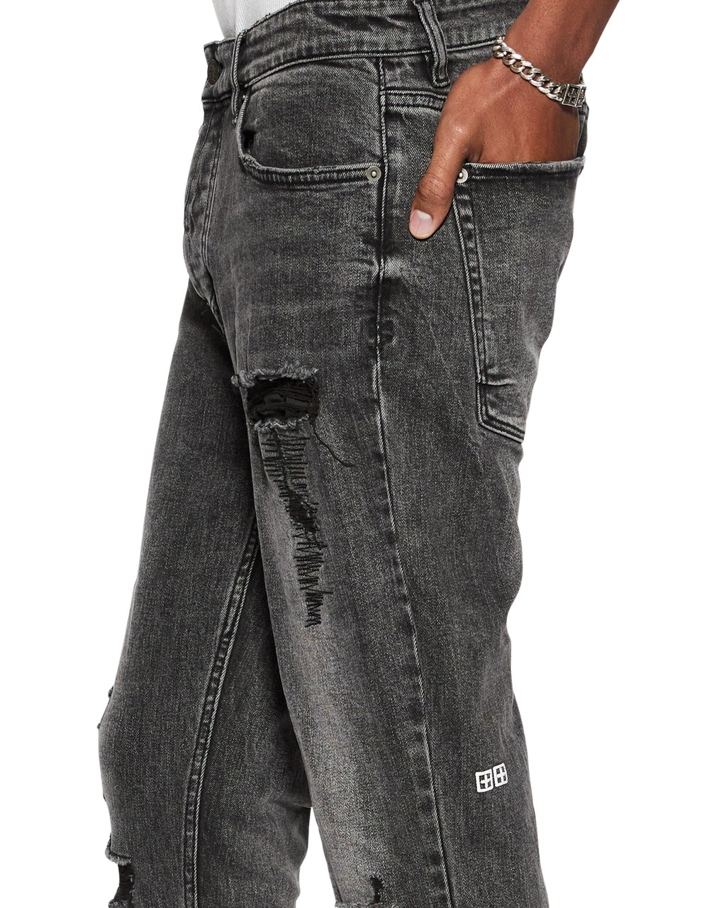 Mens Van Winkle Angst Trashed Skinny Denim Jeans - Black