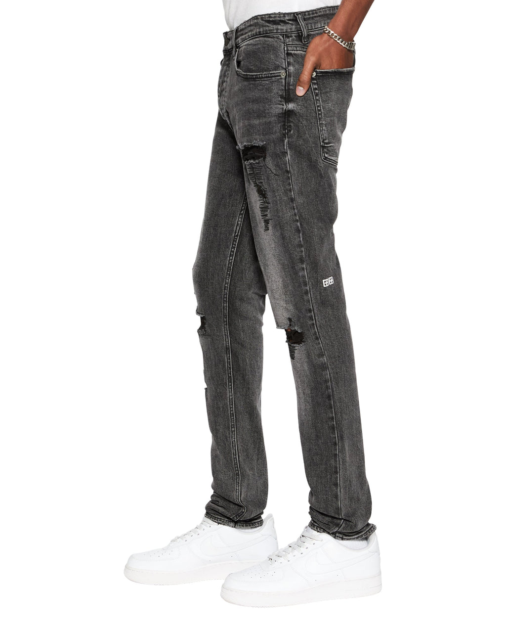 Mens Van Winkle Angst Trashed Skinny Denim Jeans - Black