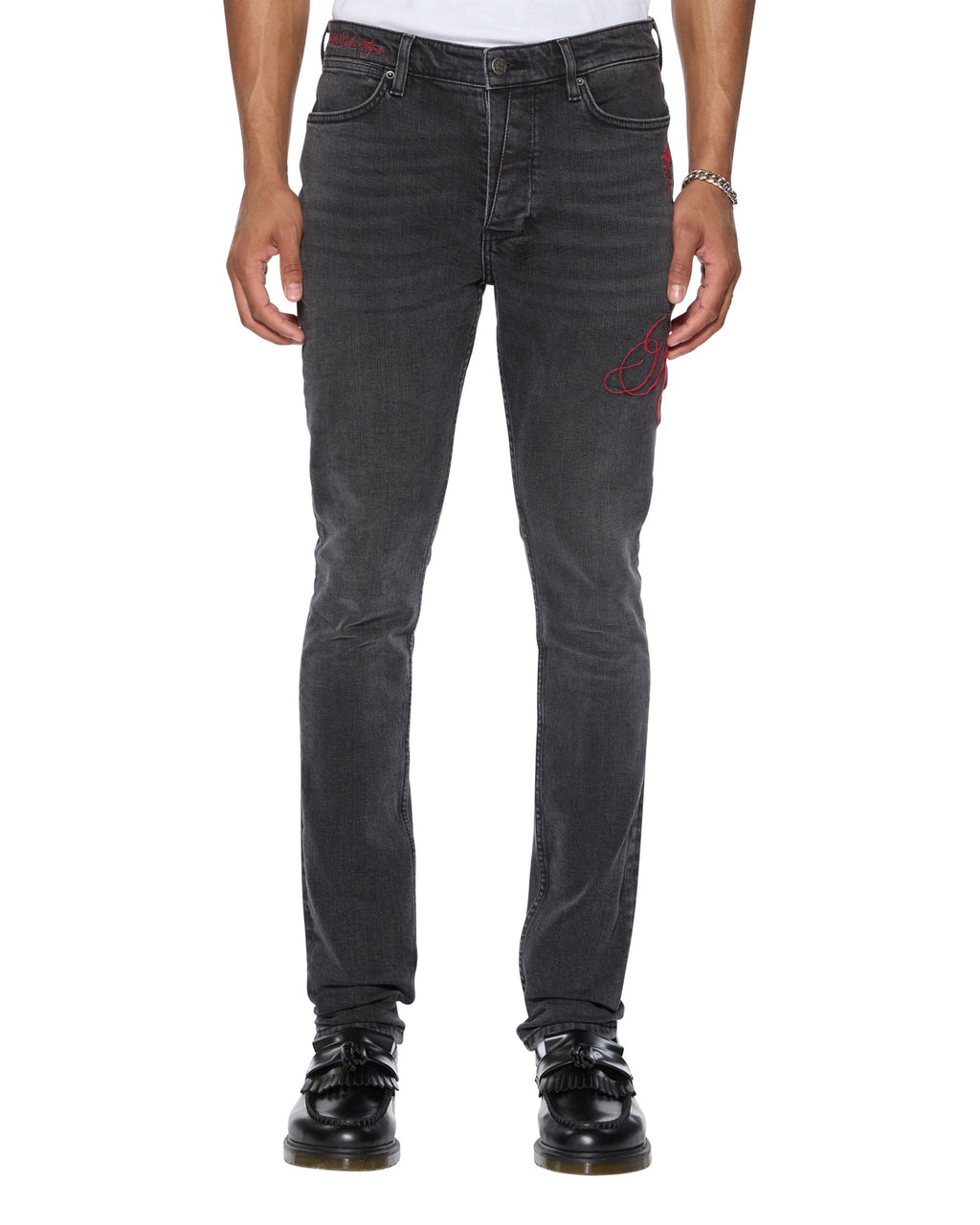 Mens Van Winkle Black Rokk Skinny Denim Jeans - Black