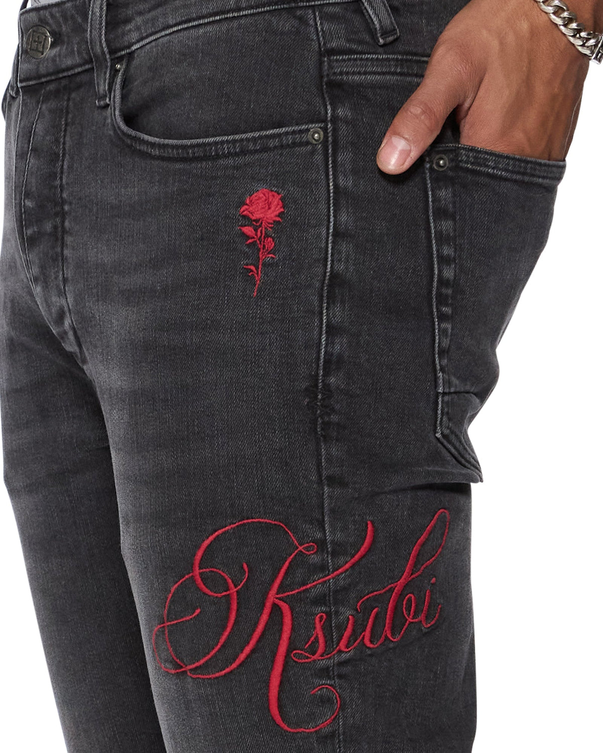 Mens Van Winkle Black Rokk Skinny Denim Jeans - Black