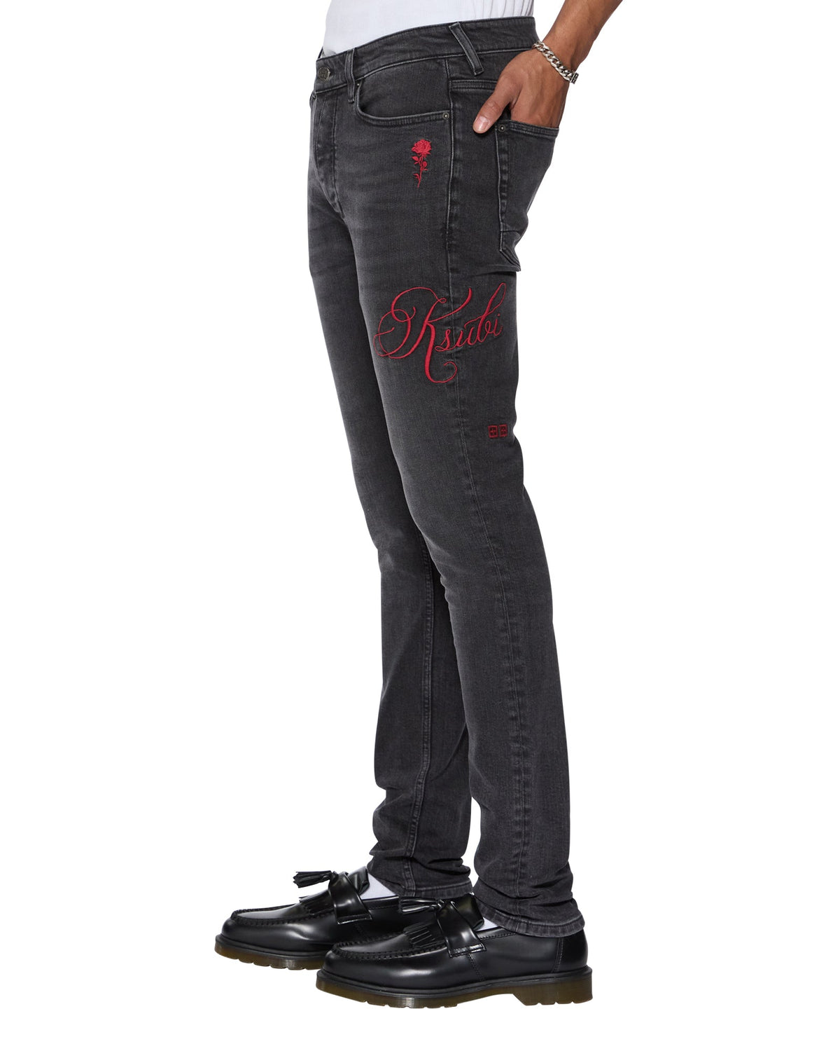 Mens Van Winkle Black Rokk Skinny Denim Jeans - Black