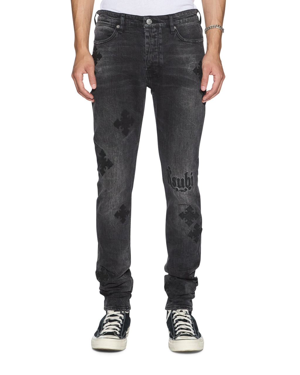 Mens Van Winkle Blakk Metal Paise Skinny Denim Jeans - Black