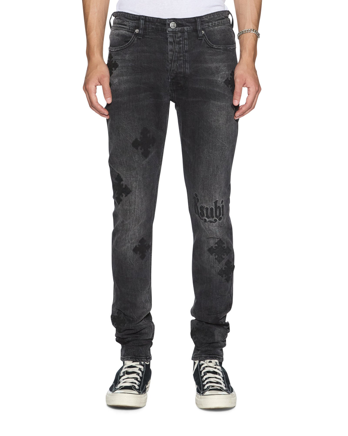 Mens Van Winkle Blakk Metal Paise Skinny Denim Jeans - Black