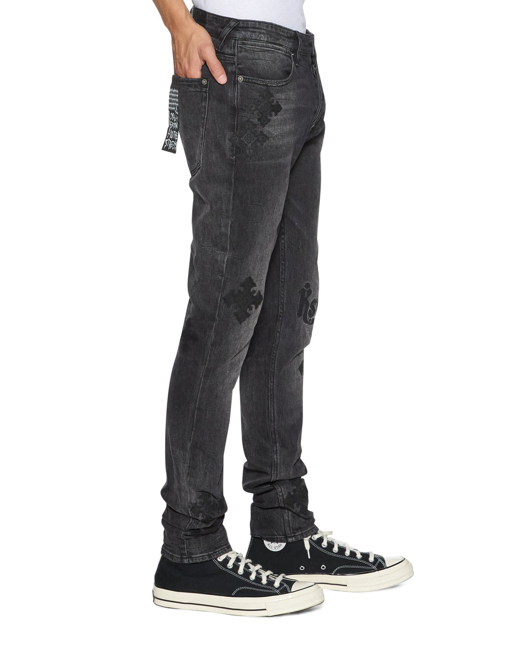 Mens Van Winkle Blakk Metal Paise Skinny Denim Jeans - Black