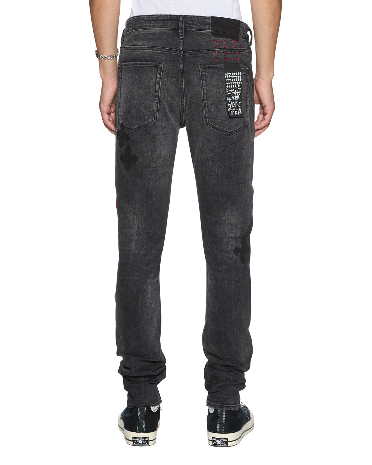 Mens Van Winkle Blakk Metal Paise Skinny Denim Jeans - Black