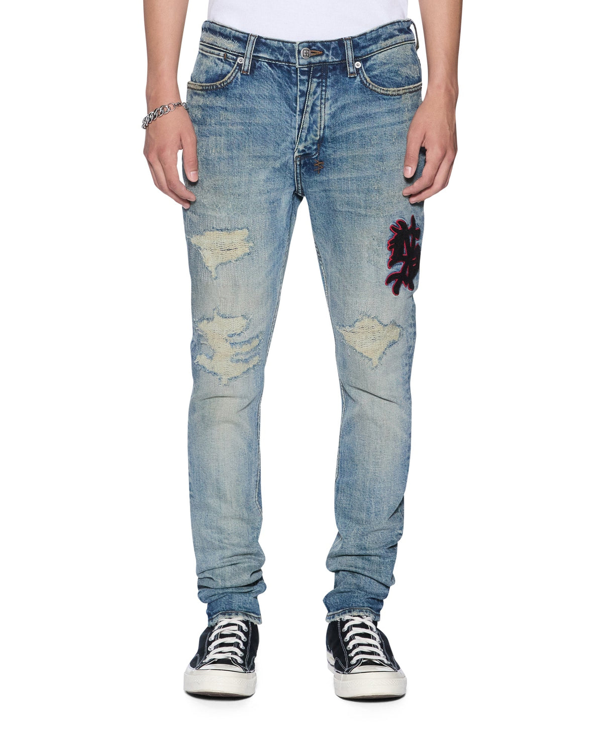 Mens Van Winkle Bleu Monday Repair Skinny Denim Jeans - Denim