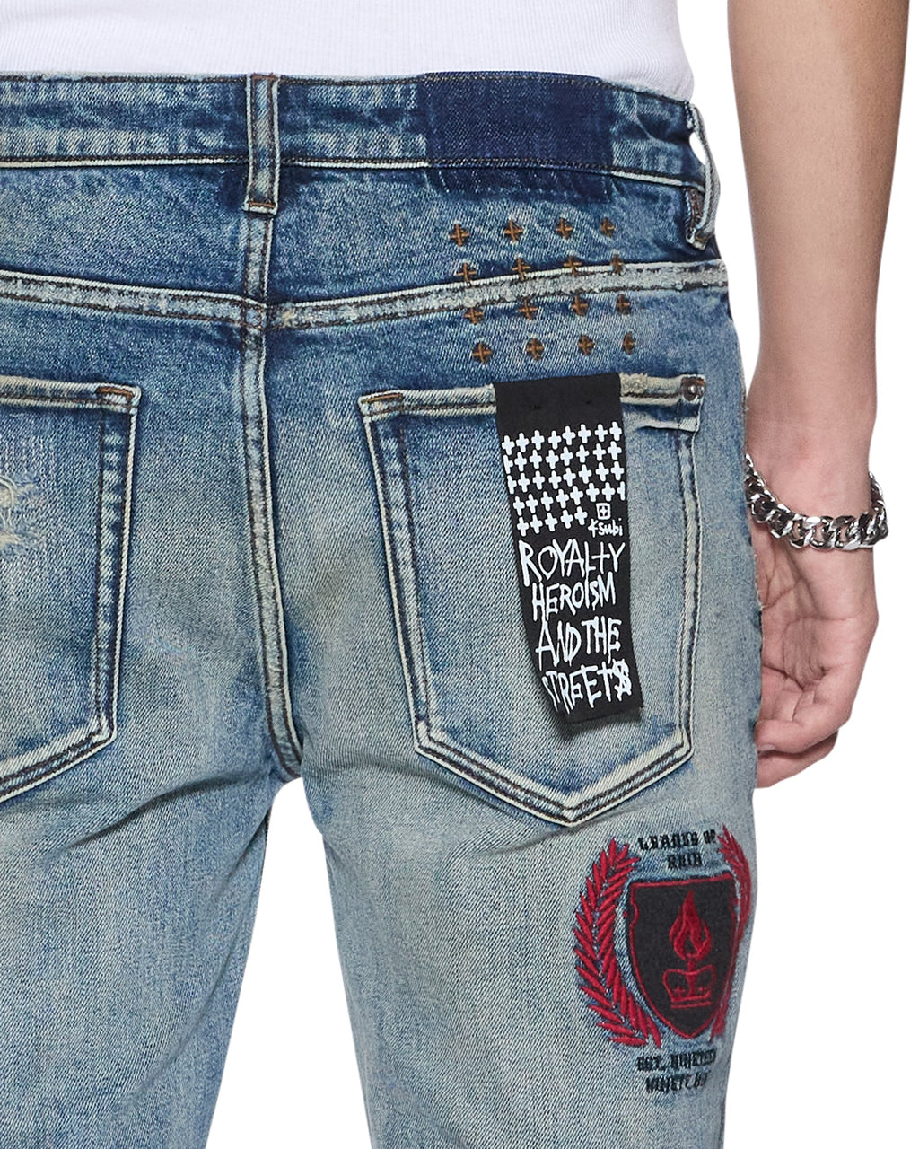 Mens Van Winkle Bleu Monday Repair Skinny Denim Jeans - Denim