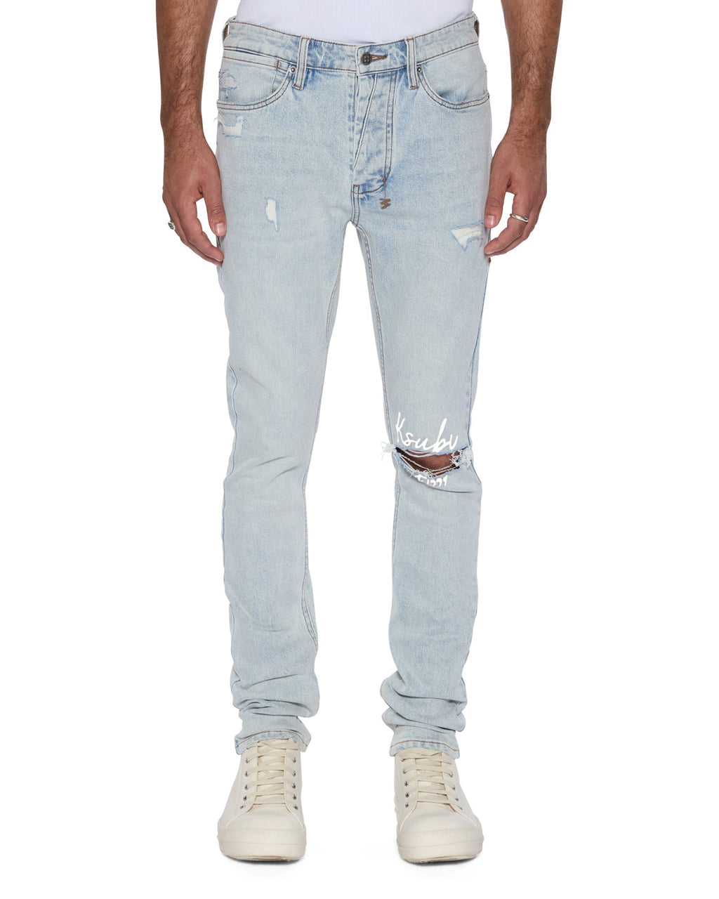 Mens Van Winkle Frost Blue Arch Skinny Denim Jeans - Denim