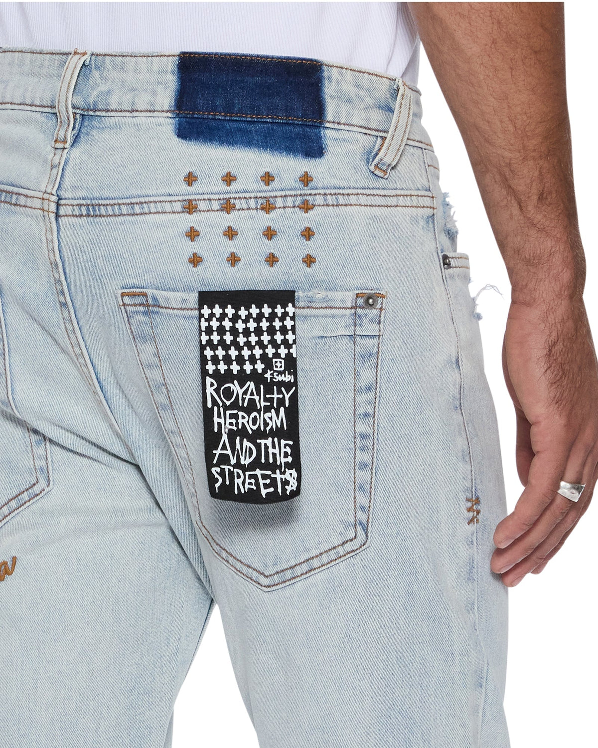 Mens Van Winkle Frost Blue Arch Skinny Denim Jeans - Denim