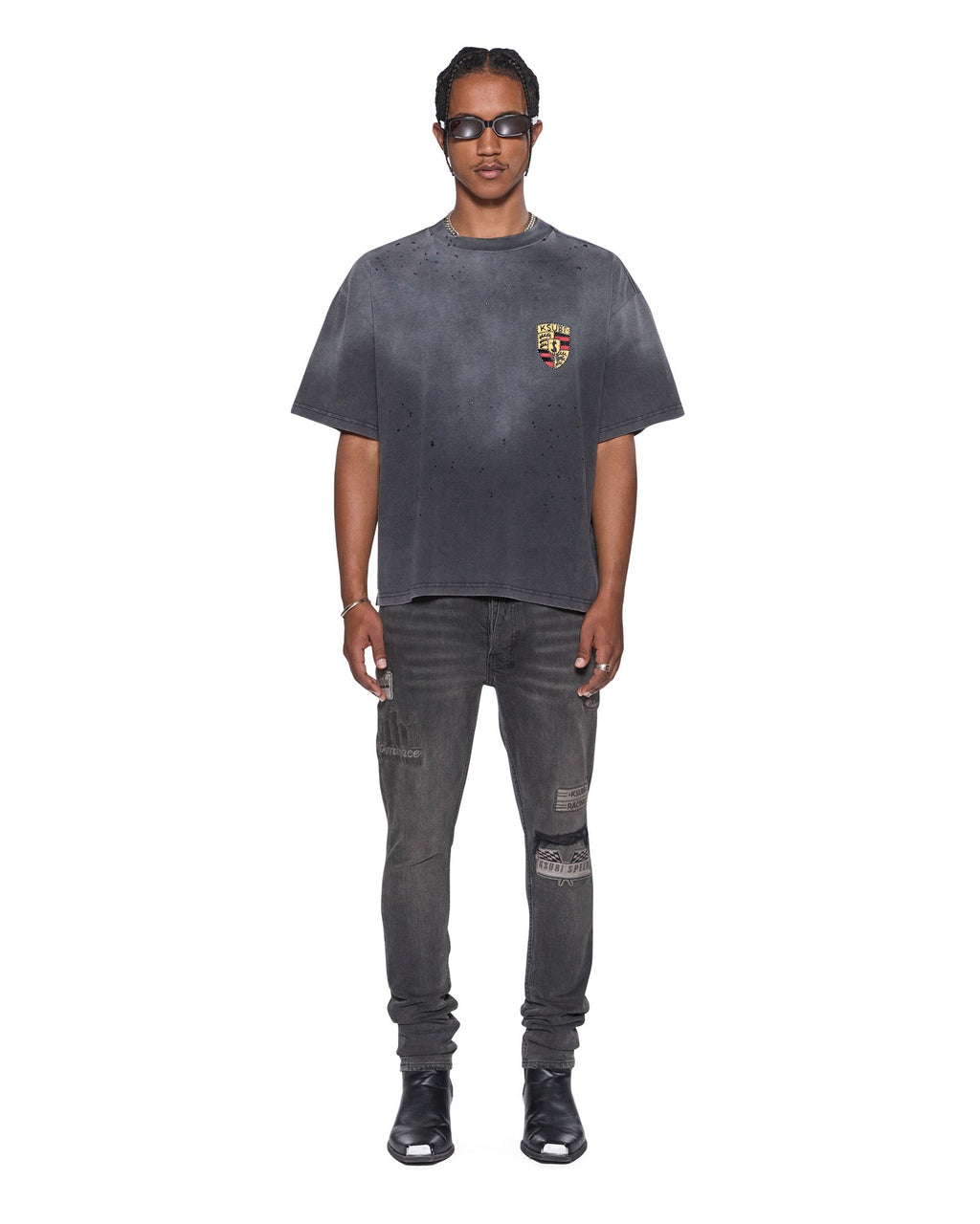 Mens Van Winkle Graphite Racer Skinny Denim Jeans - Grey