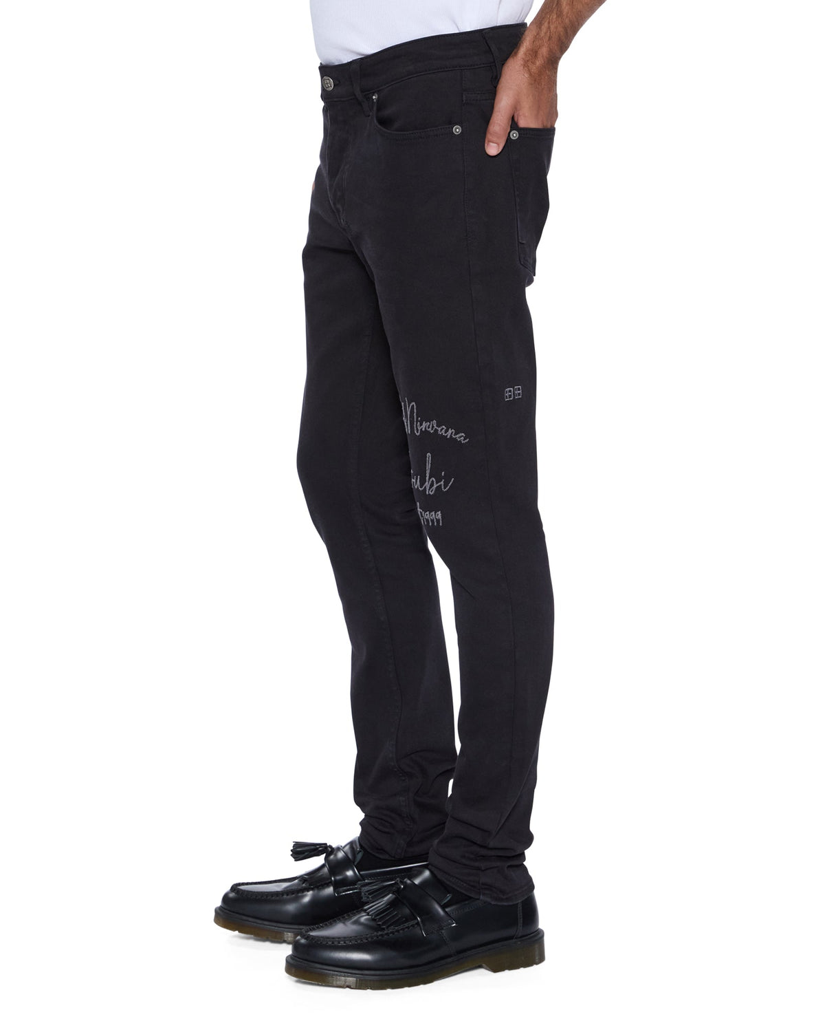 Mens Van Winkle Jasper Black Arch Skinny Denim Jeans - Black