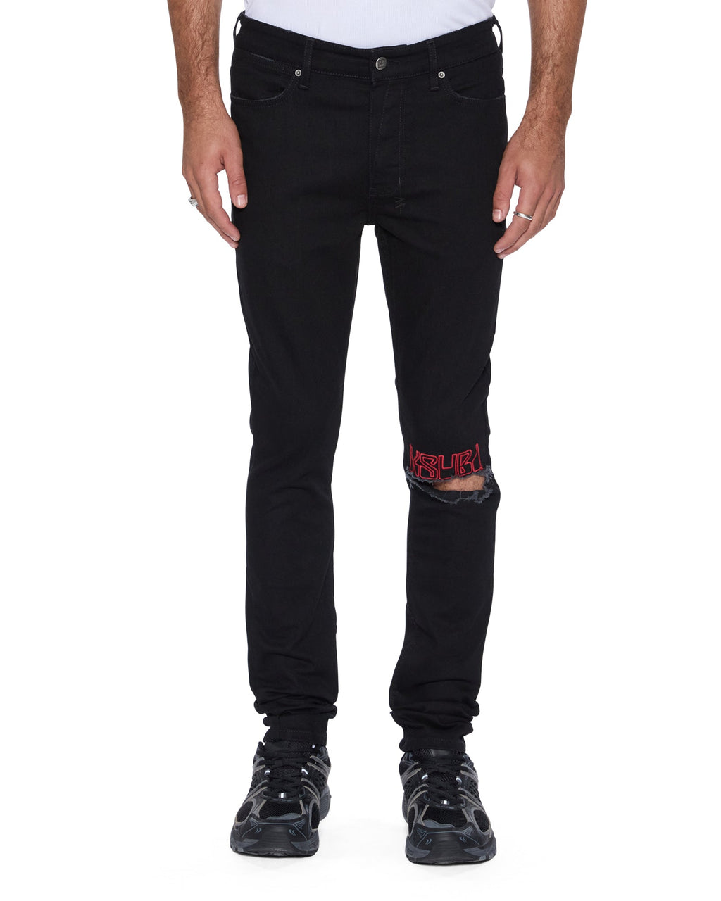 Mens Van Winkle Laid Black Sting Skinny Denim Jeans - Black