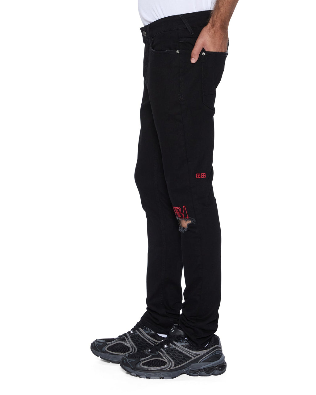 Mens Van Winkle Laid Black Sting Skinny Denim Jeans - Black