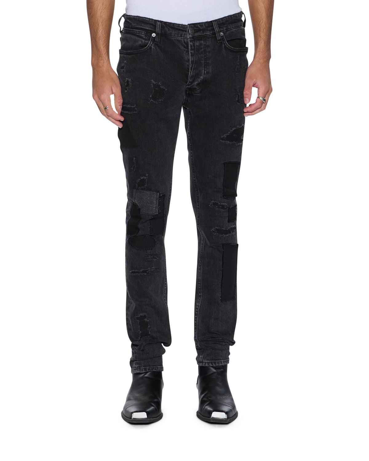 Mens Van Winkle Led Black Rockstar Repair Skinny Denim Jeans - Black