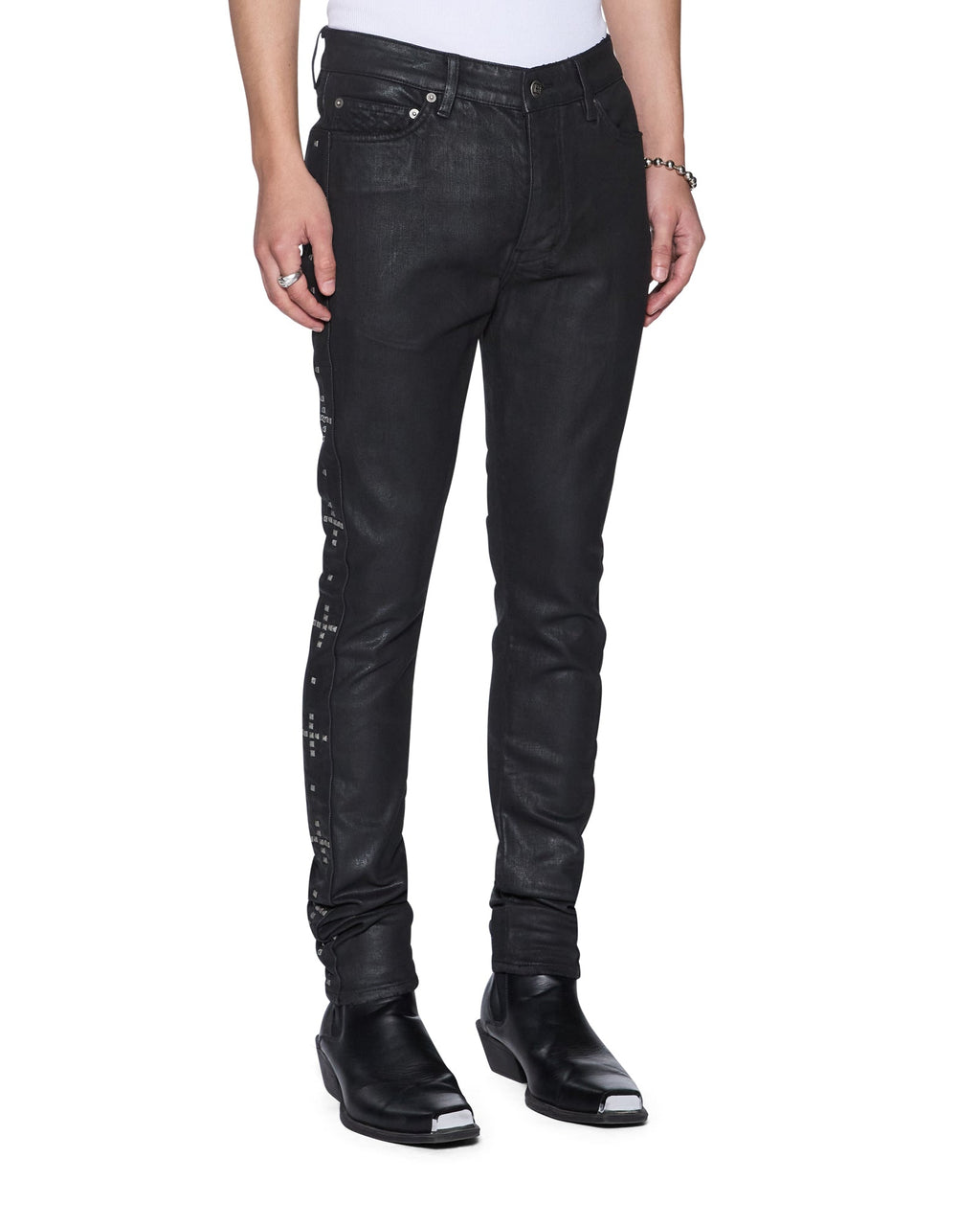 Mens Van Winkle Plus Studded Skinny Denim Jeans - Grey