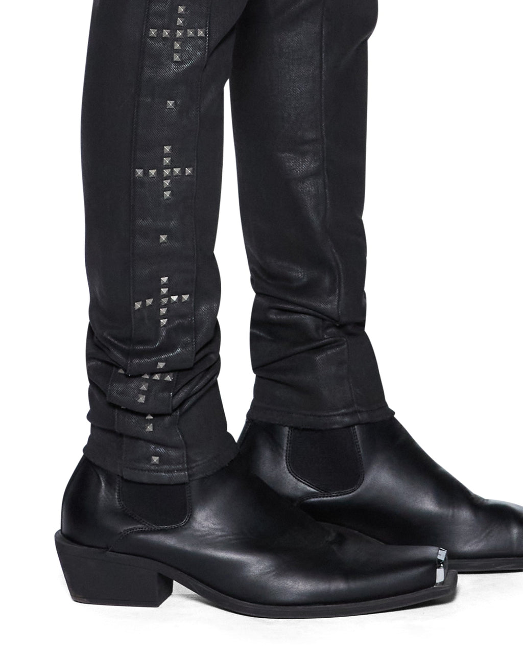 Mens Van Winkle Plus Studded Skinny Denim Jeans - Grey