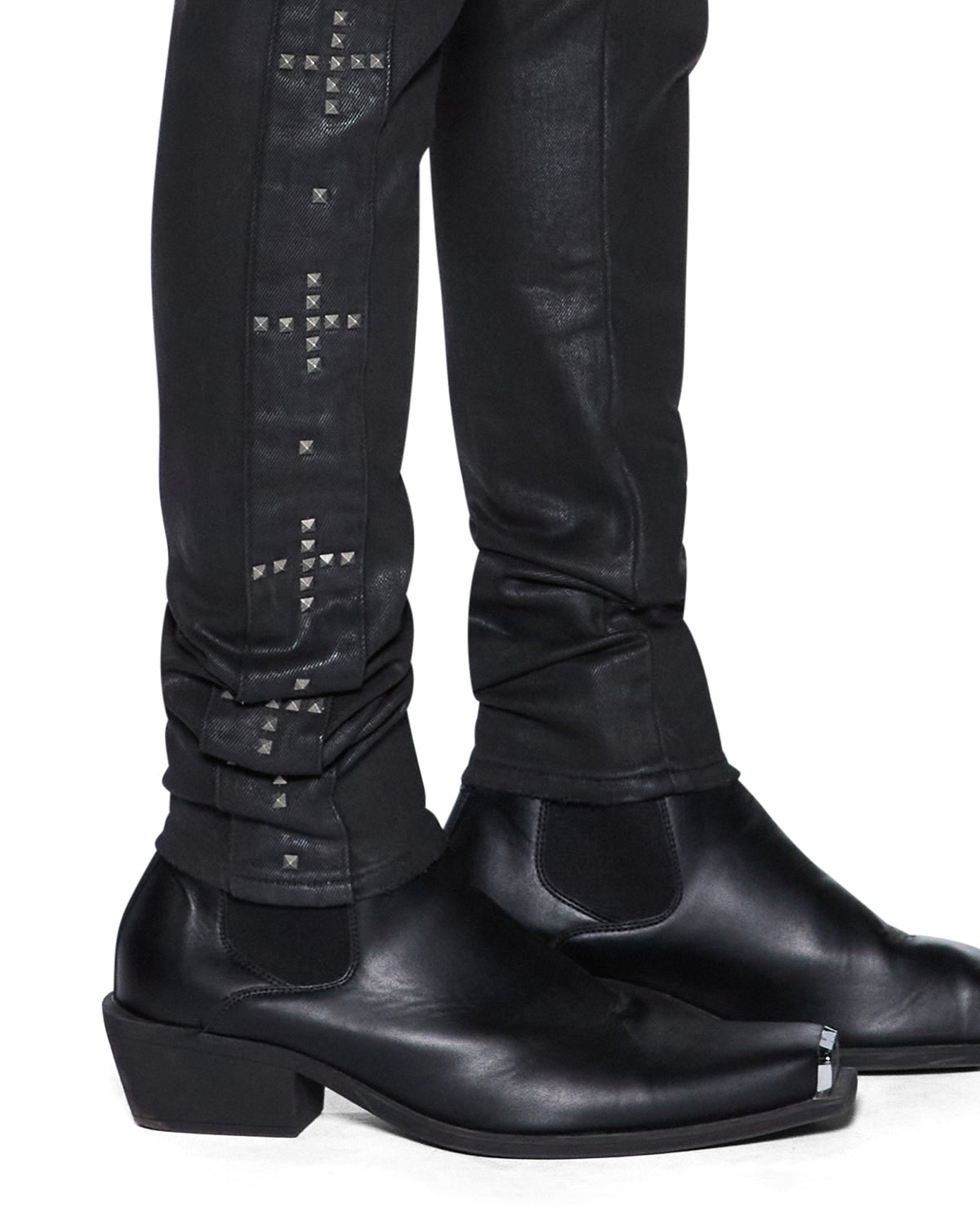 Mens Van Winkle Plus Studded Skinny Denim Jeans - Grey