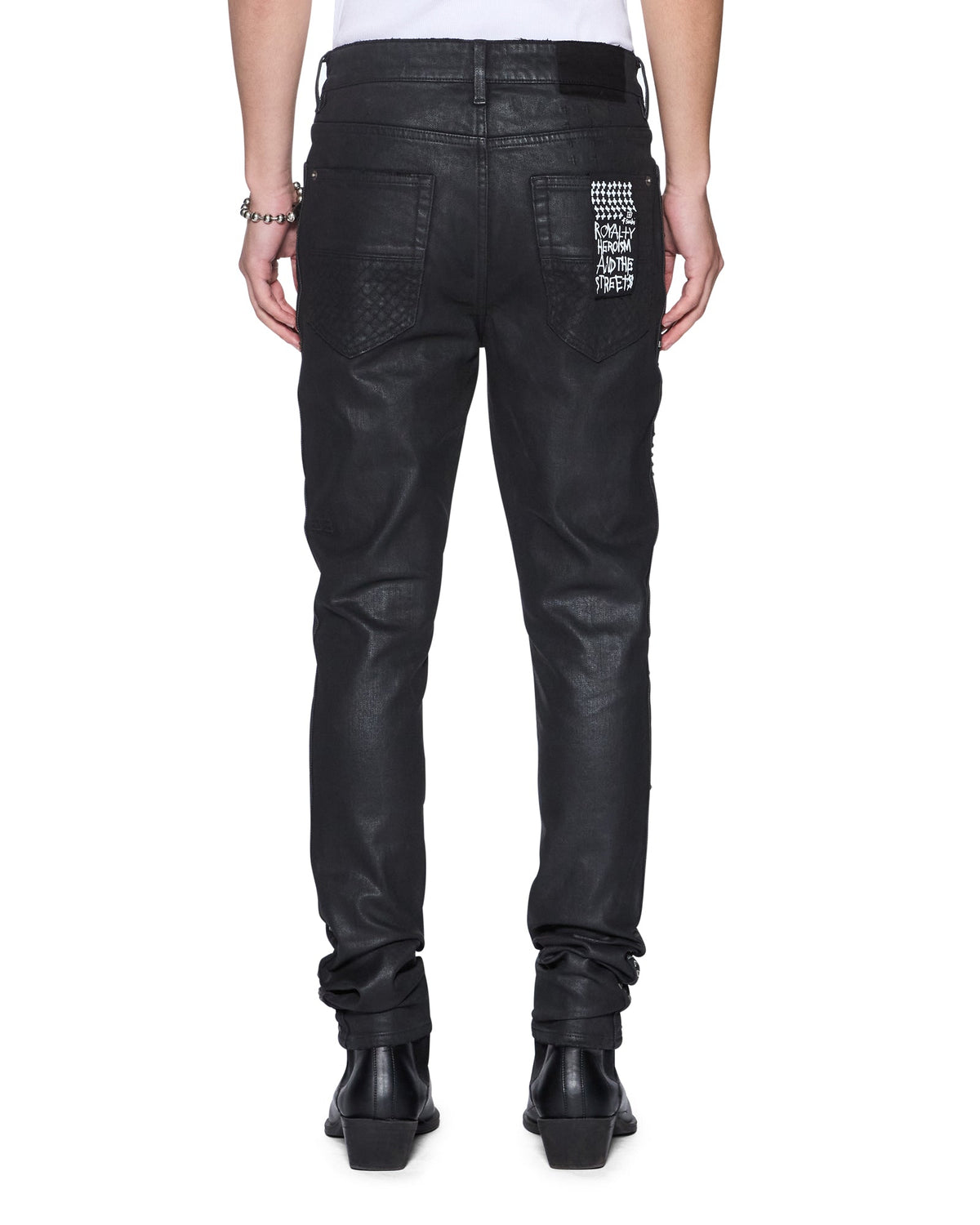 Mens Van Winkle Plus Studded Skinny Denim Jeans - Grey