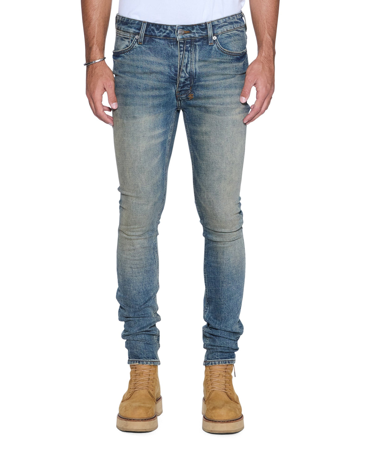 Mens Van Winkle Re-up Blue Skinny Denim Jeans - Denim