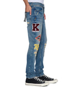 Mens Van Winkle Rodeo Patched Skinny Denim Jeans - Denim