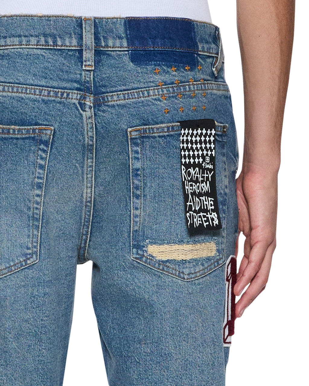 Mens Van Winkle Rodeo Patched Skinny Denim Jeans - Denim