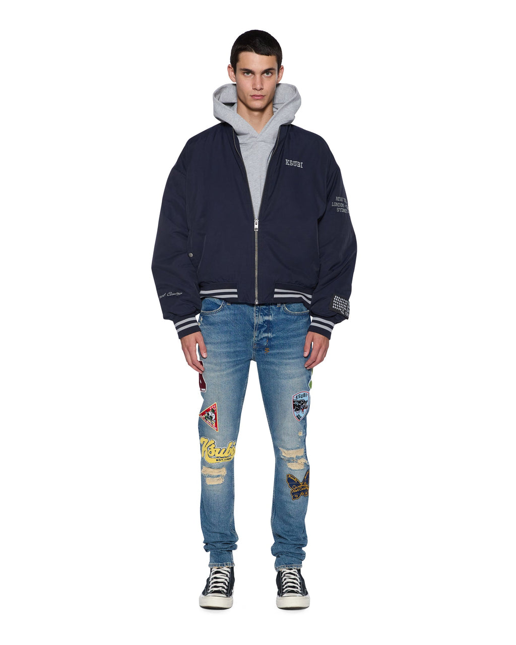 Mens Van Winkle Rodeo Patched Skinny Denim Jeans - Denim