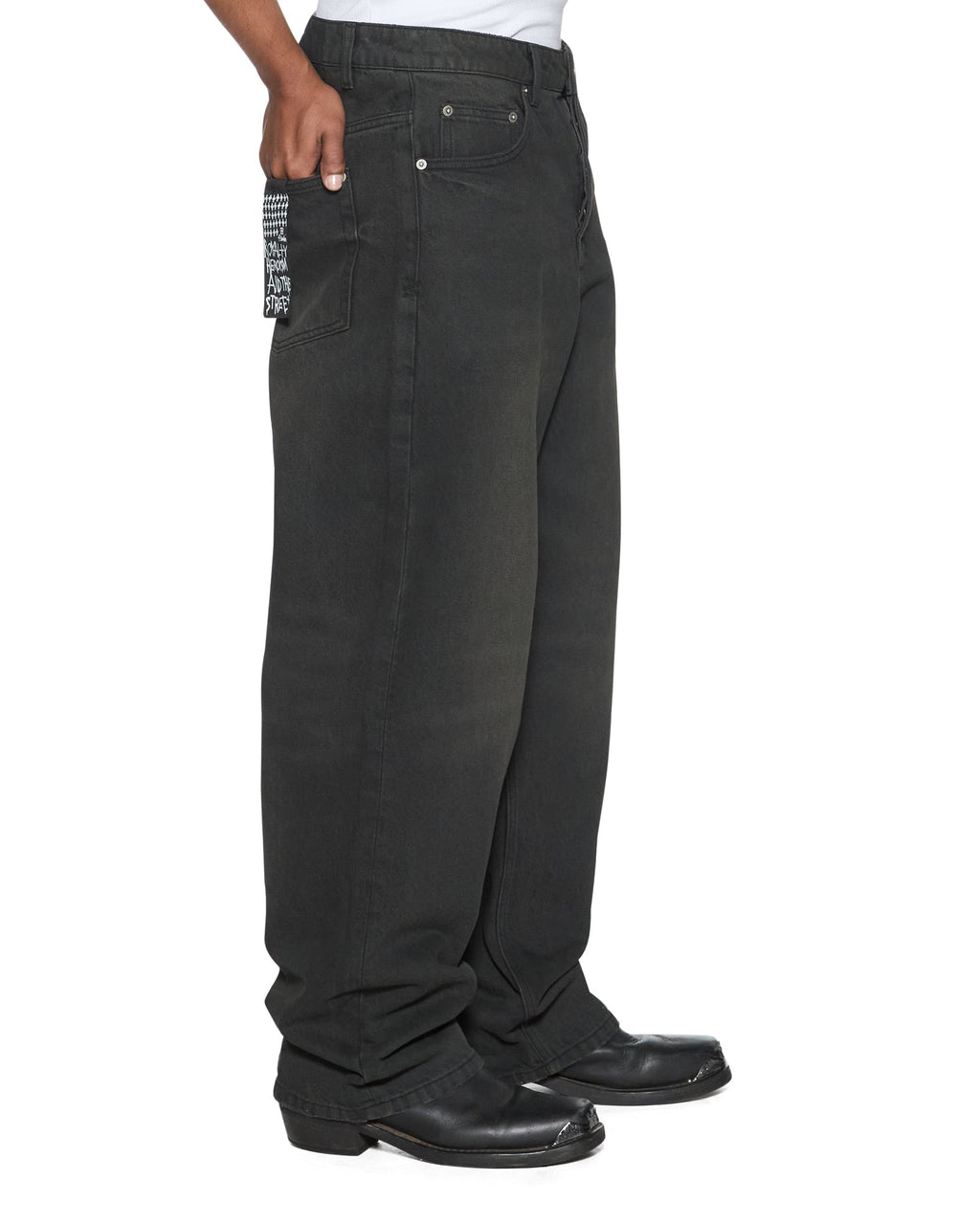 Mens Vorteks Graphite Barrel Leg Denim Jeans - Grey