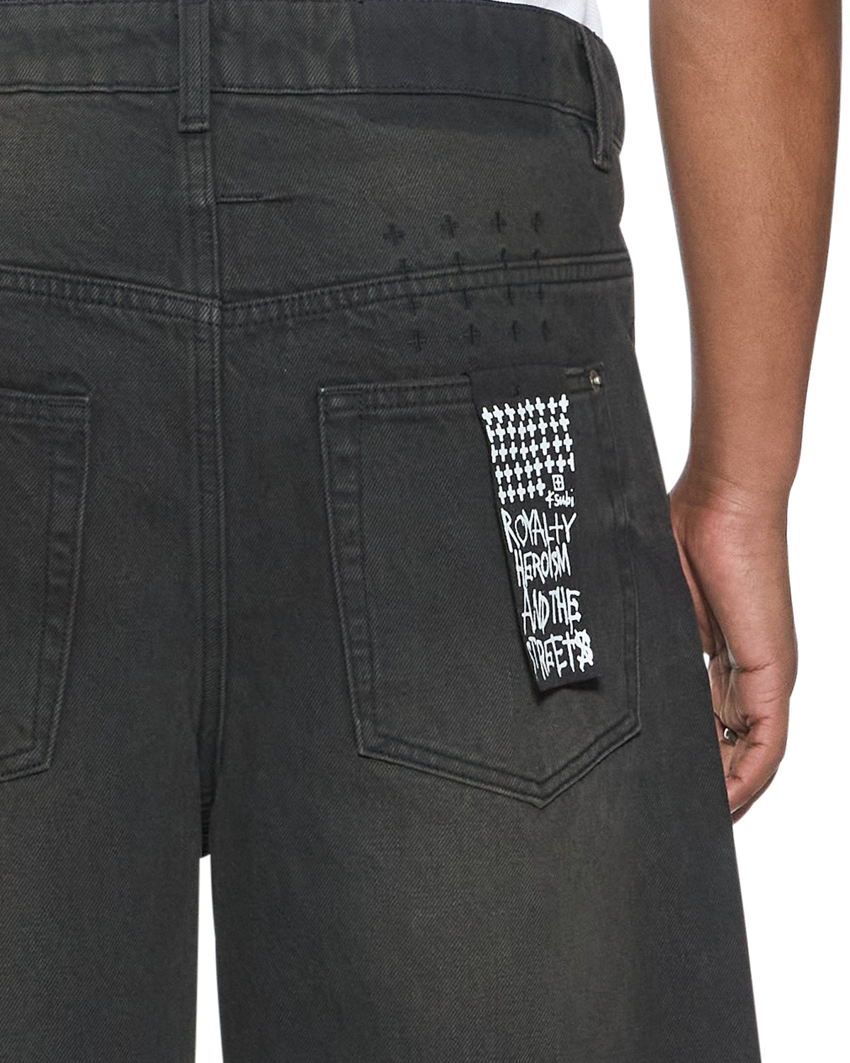 Mens Vorteks Graphite Barrel Leg Denim Jeans - Grey