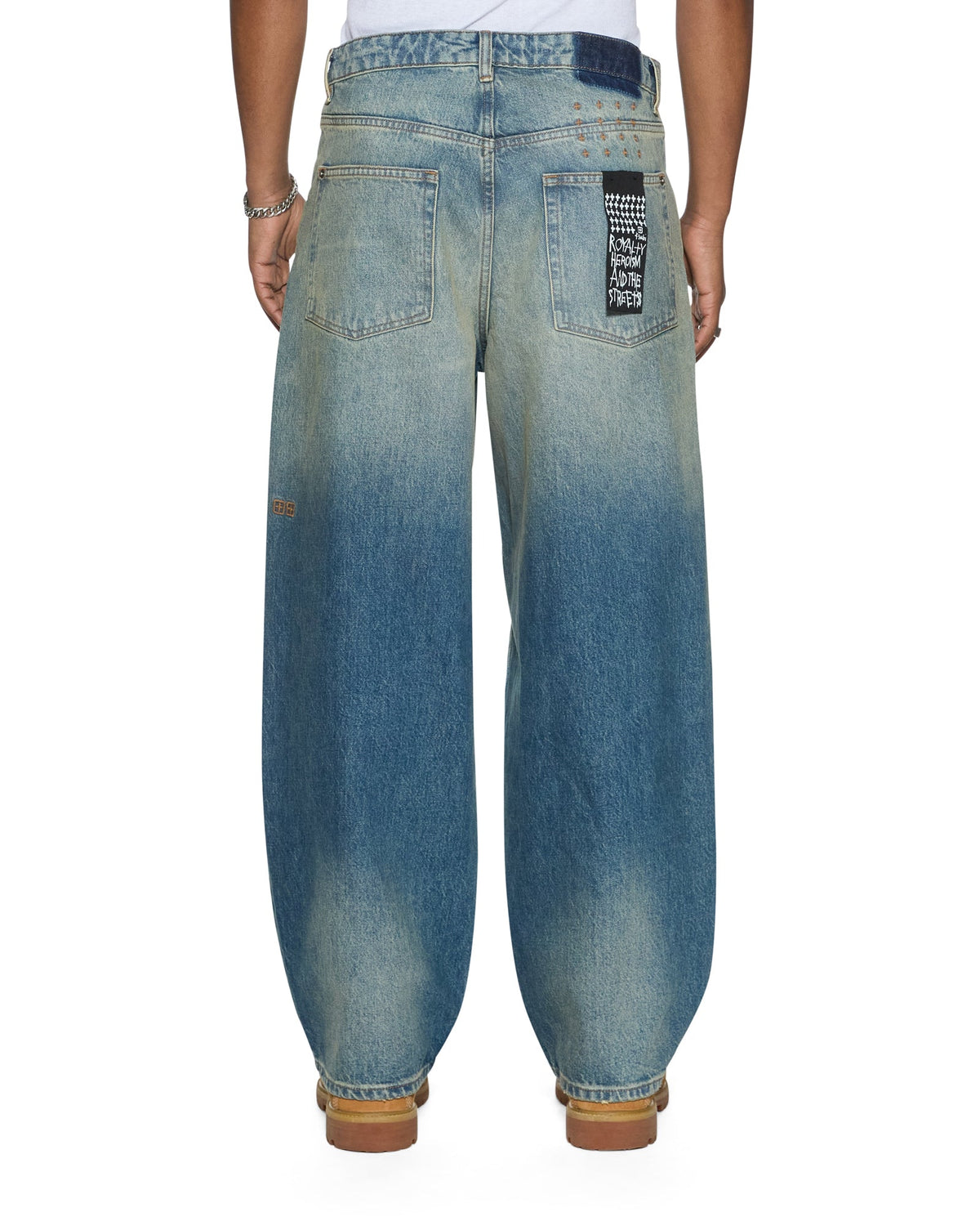 Mens Vorteks Portland Blue Sott Barrel Leg Denim Jeans - Denim
