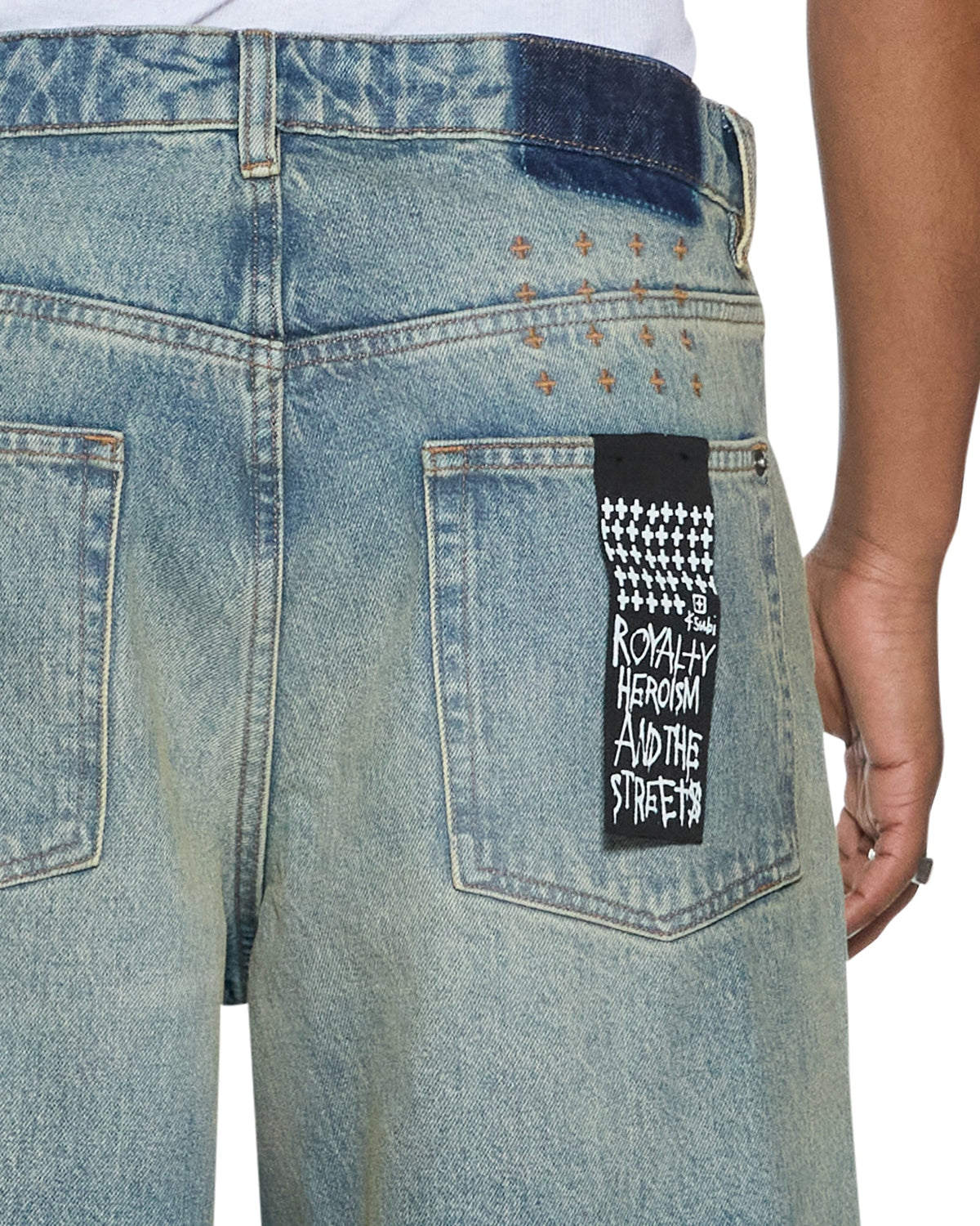 Mens Vorteks Portland Blue Sott Barrel Leg Denim Jeans - Denim