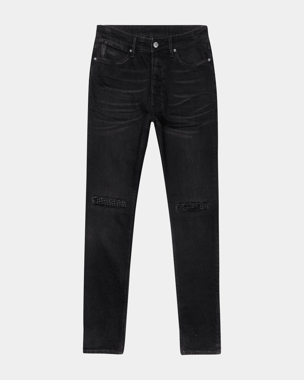 Mens Van Winkle Apex Krystal Repair Skinny Denim Jeans - Black