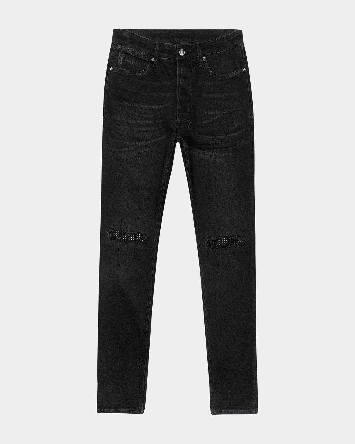 Mens Van Winkle Apex Krystal Repair Skinny Denim Jeans - Black